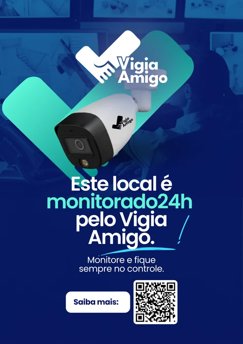 Placa: Este local é monitorado 24h pelo Vigia Amigo